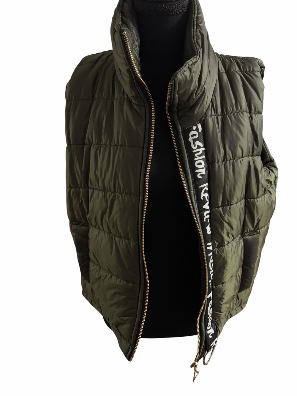 Source Unknown Olive Green Quilted Puffer Vest with Zip